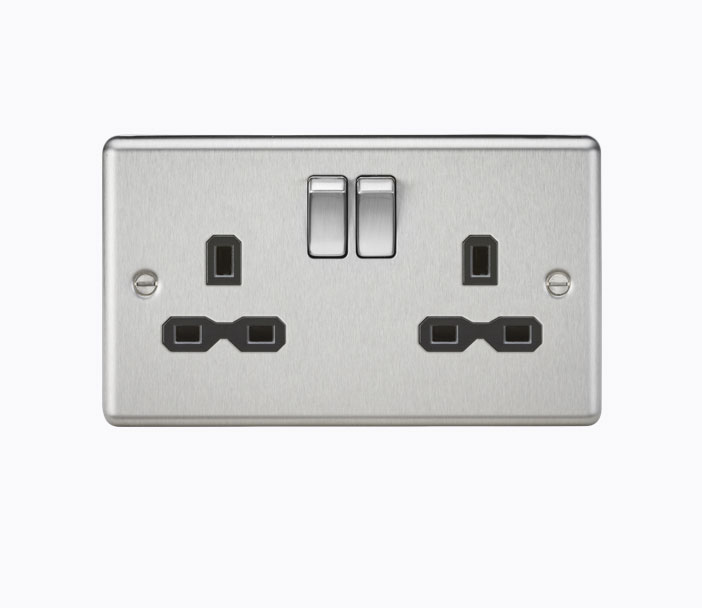 2GANG SWITCH SOCKET BC BLK