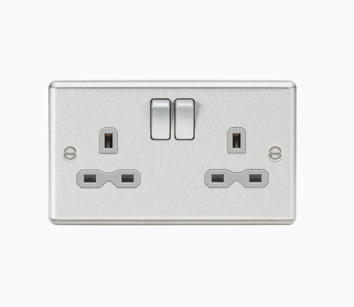 2GANG SWITCH SOCKET BC GREY