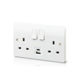 2GANG SWITCH SOCKET C/W 1XUSB 1XTYPE C