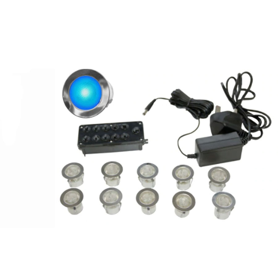 10 X 30mm ROUND BLUE LED KIT IP44