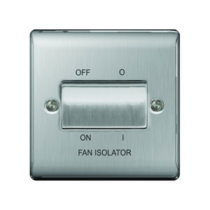 FAN ISOLATOR SWITCH BRUSHED STEEL