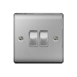 SWITCH 2GANG 2WAY BRUSHED STEEL