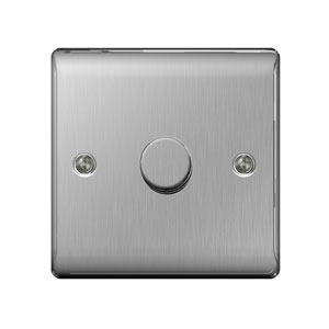 DIMMER 1GANG 2WAY 400W BRUSHED STEEL