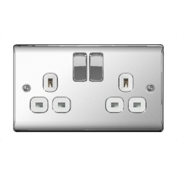 SOCKET 2GANG SWITCHED POLISHED CHROME