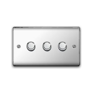 DIMMER 3GANG 2WAY 400W POLISHED CHROME