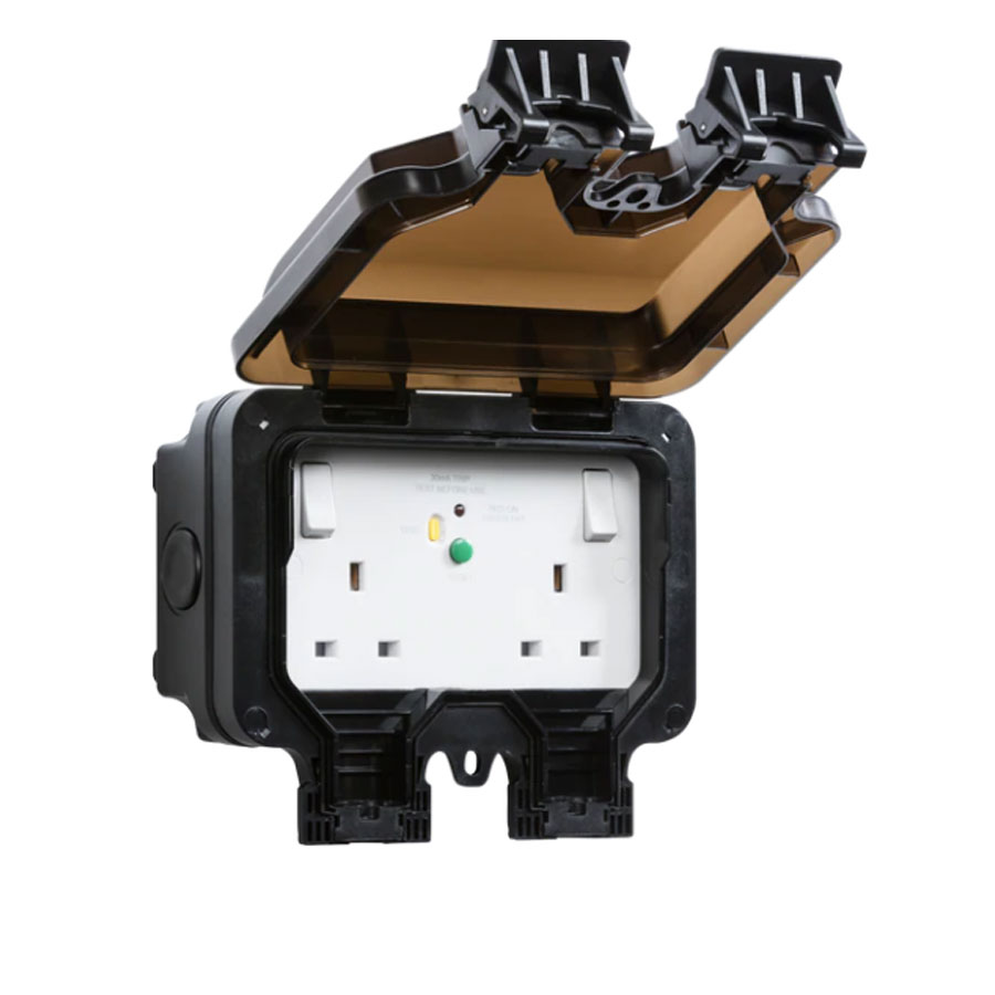 IP66 2GANG RCD SOCKET NEON