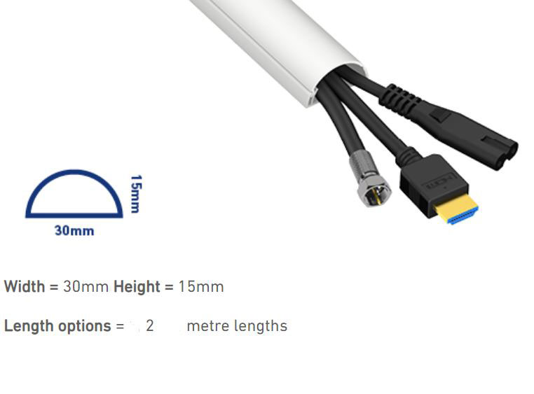 30X15mm 1/2 ROUND TRUNKING 2M
