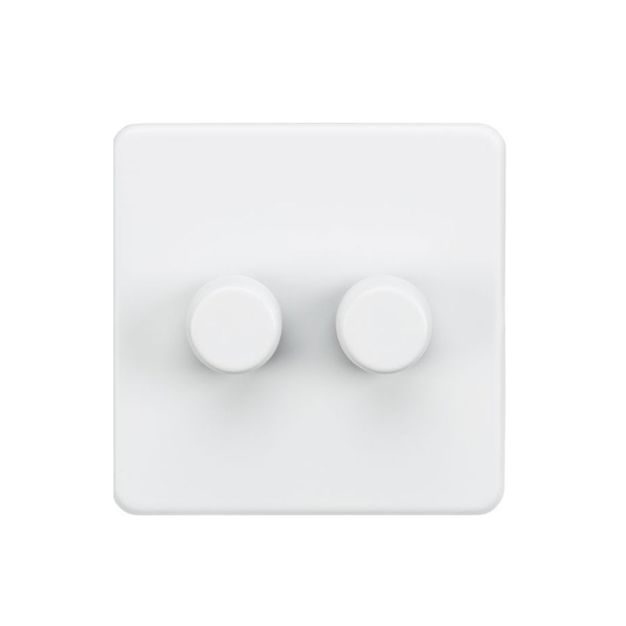 DIMMER 2GANG LED MATT WHITE