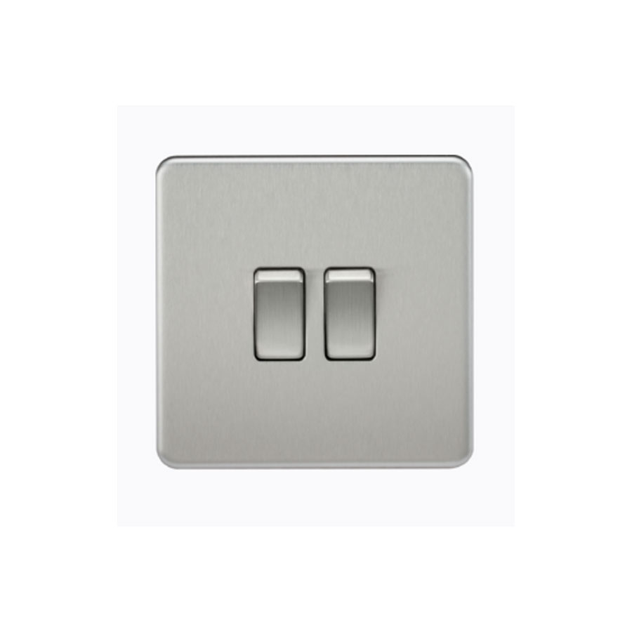 SCREWLESS FLAT PLATE 2GANG 2WAY