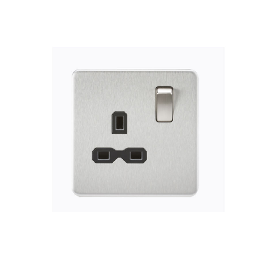 1GANG 13A SOCKET BRUSHED CHROME