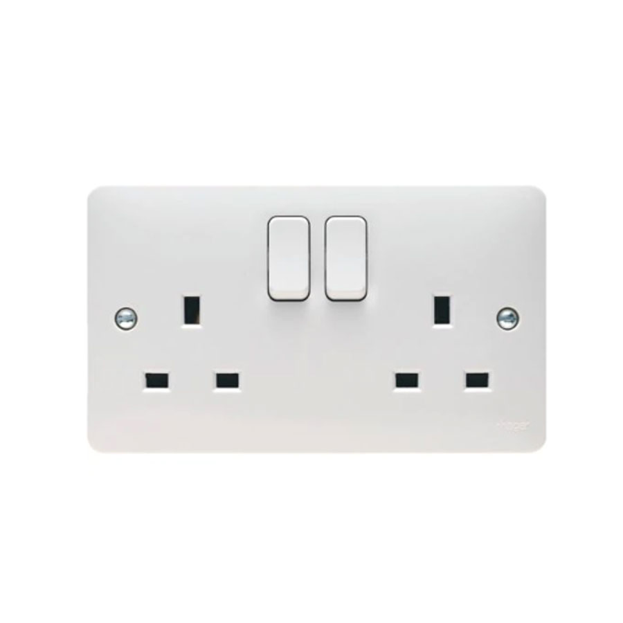SOCKET 2GANG SWITCHED 13A PVC WHITE