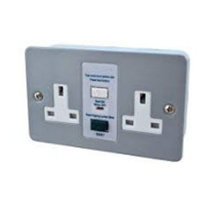 RCD SOCKET 2GANG SWITCHED - METAL CLAD