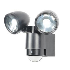 TWINSPOT LED 2X3WATT FITTING WITH PIR BLACK